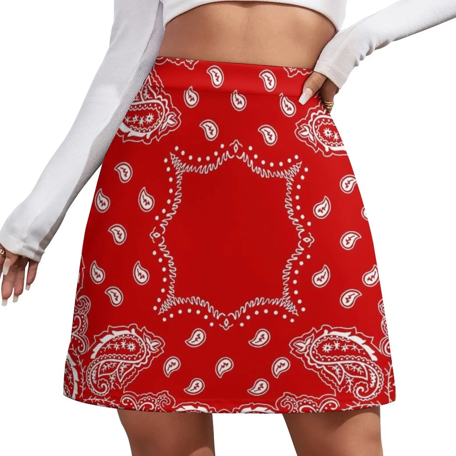 

Bandana in Red & White Mini Skirt clothes for women Korean clothing Women's clothing Mini Skirt