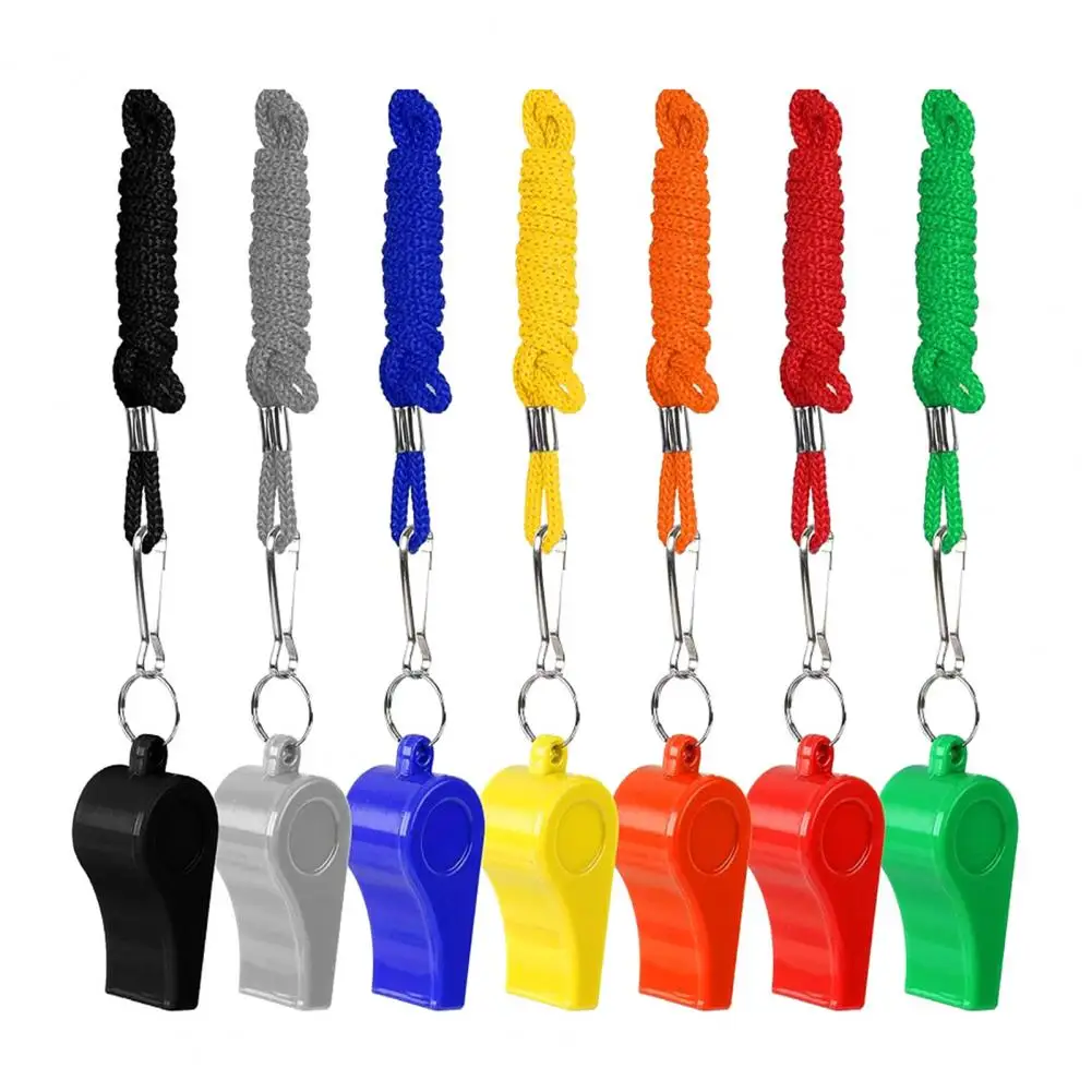 

10Pcs Plastic Whistles with Lanyards Loud Sport Referee Pea Whistles for Coaches Emergency Survival Use Replacement Coaches Whis