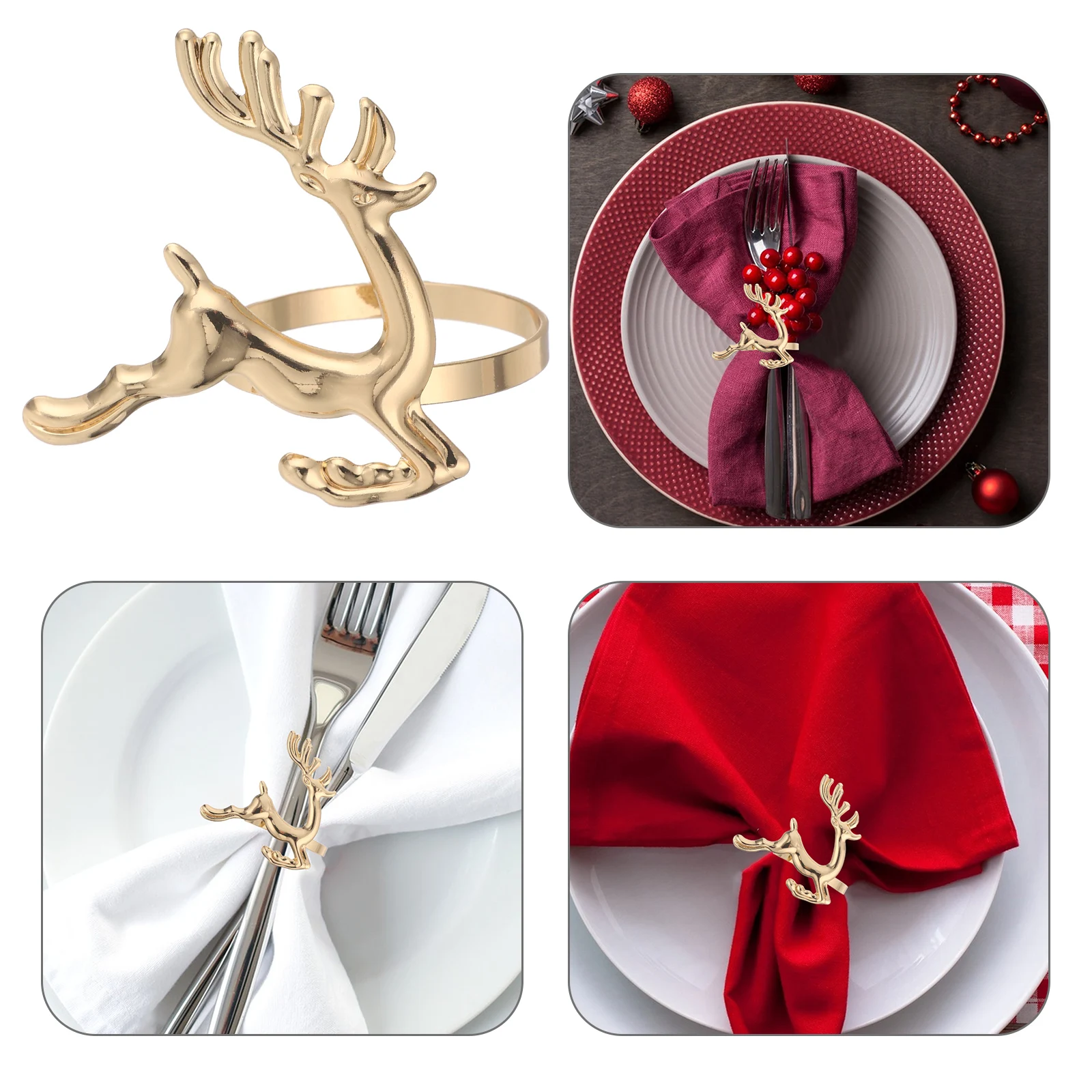 

6 PCS Dining Table Animal Napkin Buckle Dinner Rings Christmas Bands Setting Towel
