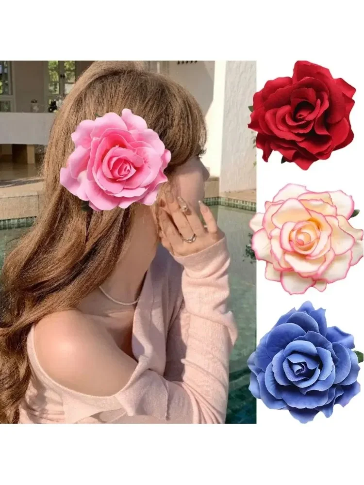 Rosenblüten-Haarspange Sommer Strand Kopfschmuck Hawaii Blumen Haarklammern Boho-Stil Brautblumen Haarklammern Haarspange für Hochzeit