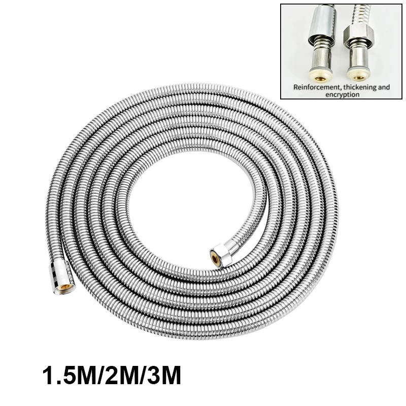 

1.5/2/3M Black SUS304 Flexible Shower Hose Long Bathroom Shower Water Hose Extension Plumbing Pipe Pulling Tube Bath Accessories