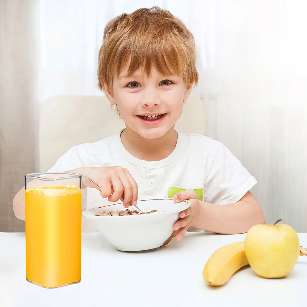 

3Pcs Square Mouth Breakfast Cups Japanese High Borosilicate Glass Heat Resistant Tumbler Microwave Safe for Milk Juice Coffee