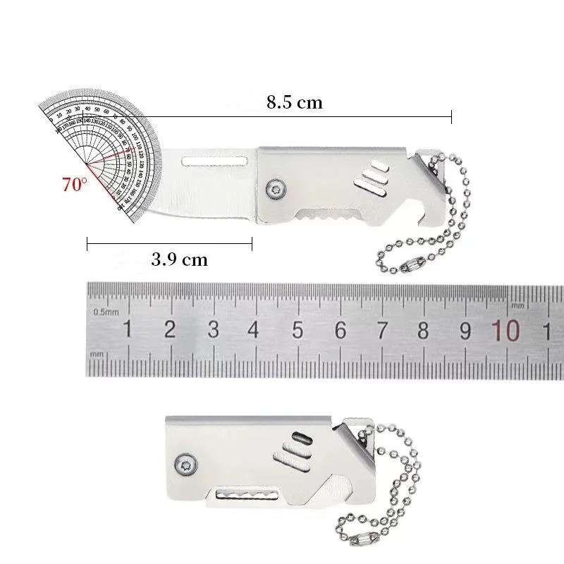 Mini Outdoor Folding Knife D2 Steel Portable Bottle Opener Sharp Cutting Tool Hanger High Hardness Knife Camping Survival Tool