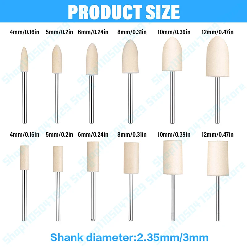 5~50pcs 3mm/4mm/5mm/6mm/8mm/10mm/12mm Wool Felt Mounted Polishing Buffing Wheel 2.35/3mm Shank For Dremel Pro Rotary Tool