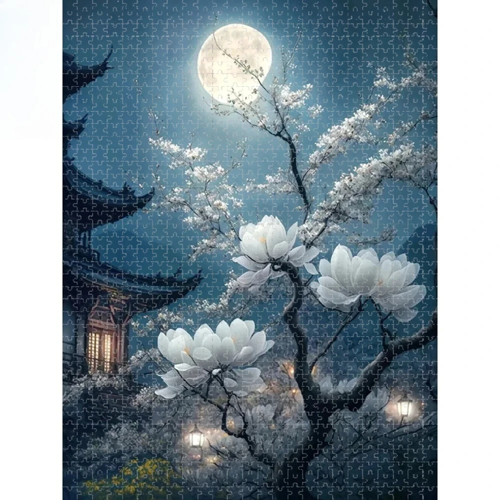 

75*50cm Adult 1000 Pieces Jigsaw Puzzle Flower Landscape Moon Stress Reducing Toys Holiday gift Perfect for DIY Creative Fun