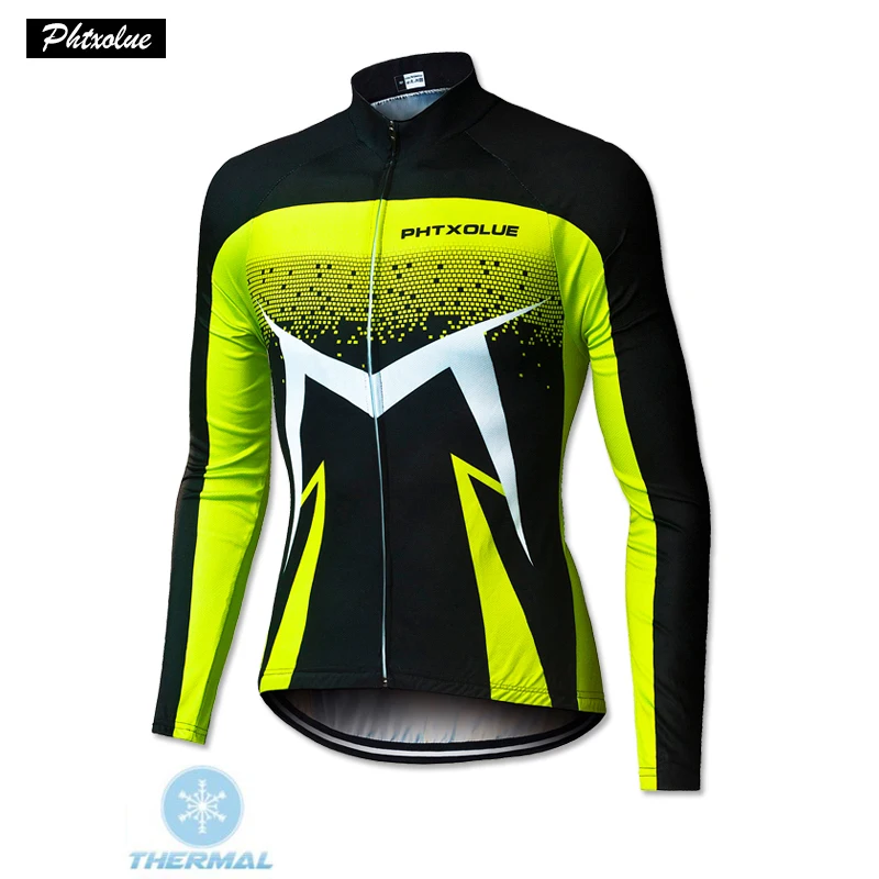 Phtxolue Thermal Fleece Cycling Jerseys Autumn Winter Warm Pro Mtb Long Sleeve Men Bike Wear Cycling Clothing bicycle Shirt