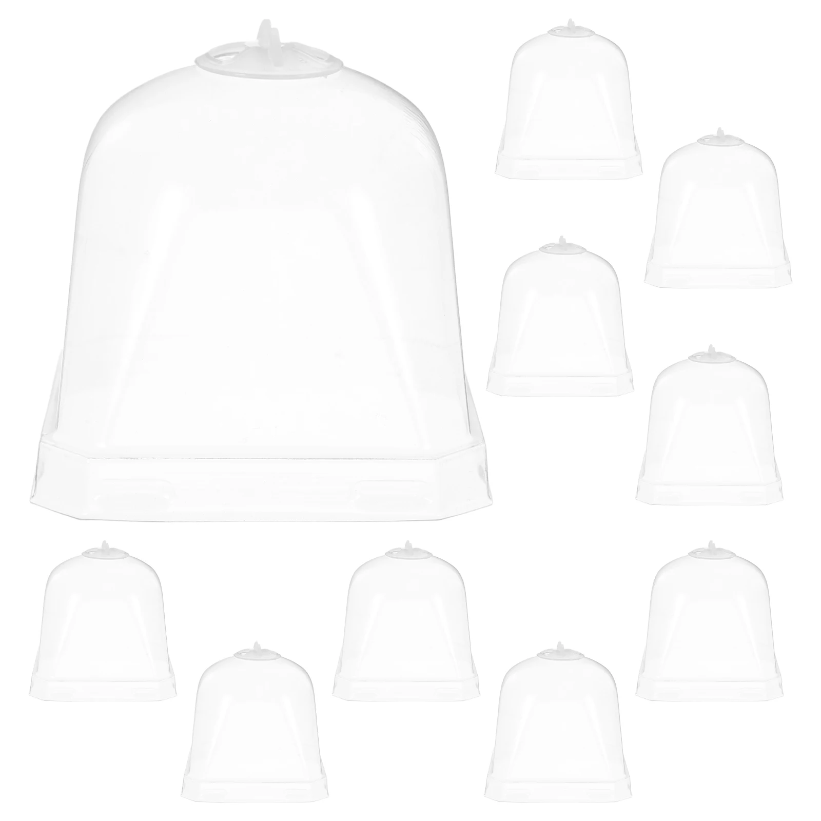 

10pcs Square Flowerpot Clear Dome Cover Cloche Conical Garden Protector Plastic Plant Domes Humidity Retention Succulents