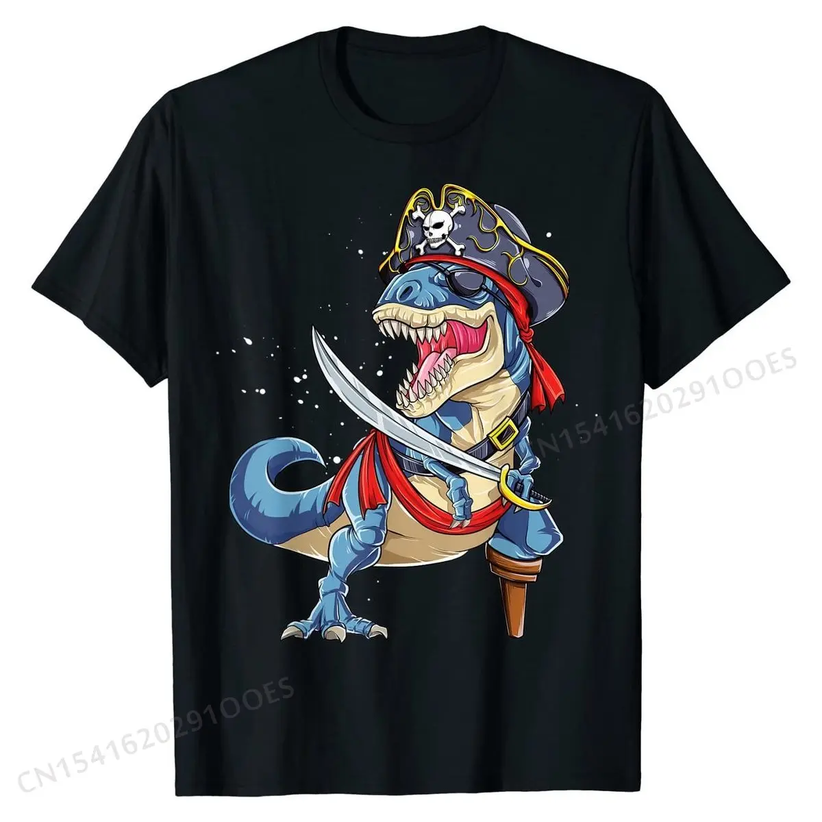 T rex Pirate T shirt  Roger Halloween Gifts T-Shirt Cotton Men's Top T-shirts Normal Printing