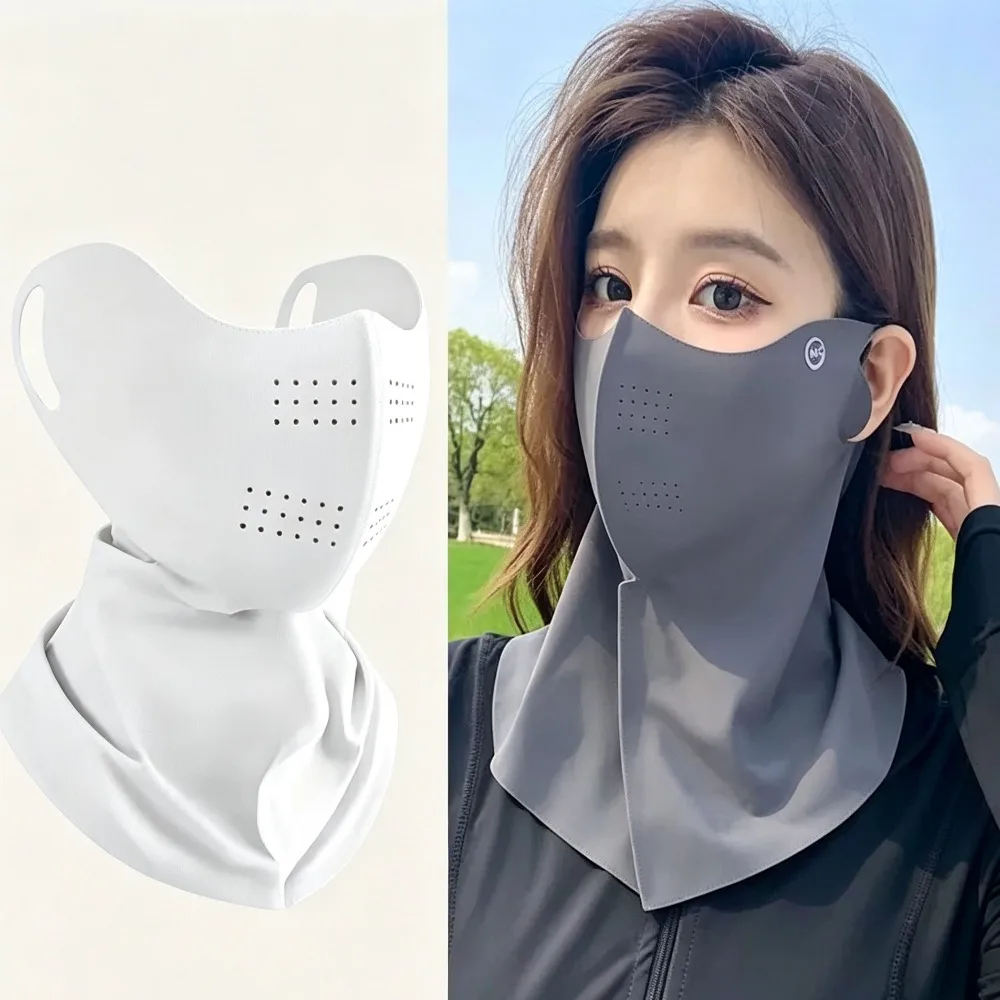UPF50+ Ice Silk Full Face Sunscreen Mask Hyaluronic Acid Cooling Breathable UV Protection Mask Men Women for Cycling Fishing