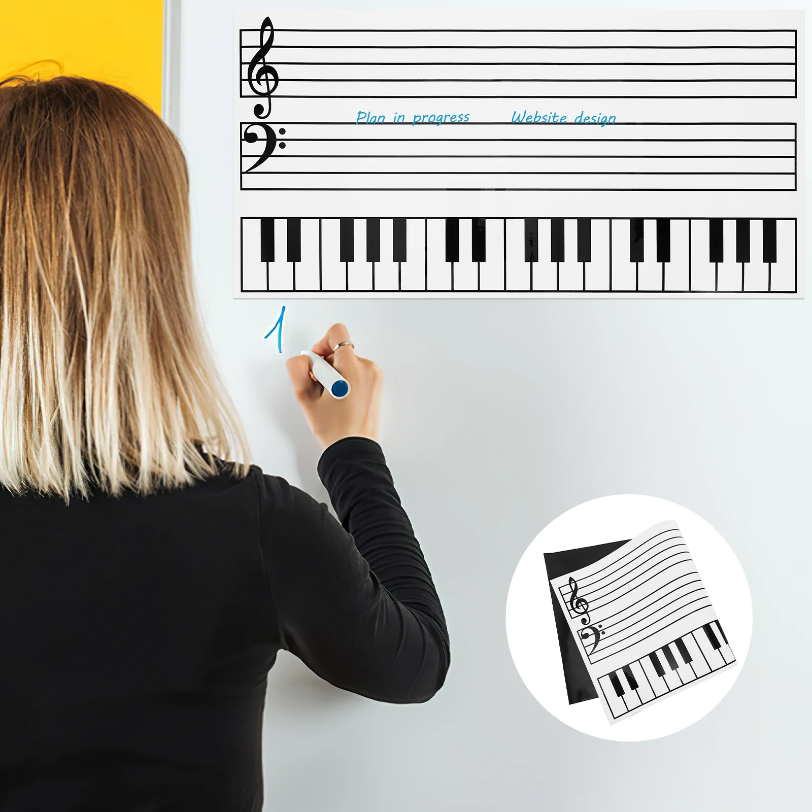 Zachte tegelpersoneel Whiteboardstickers Koelkasten Droog wissen Pianotoetsenbord Rubberen memokoelkast