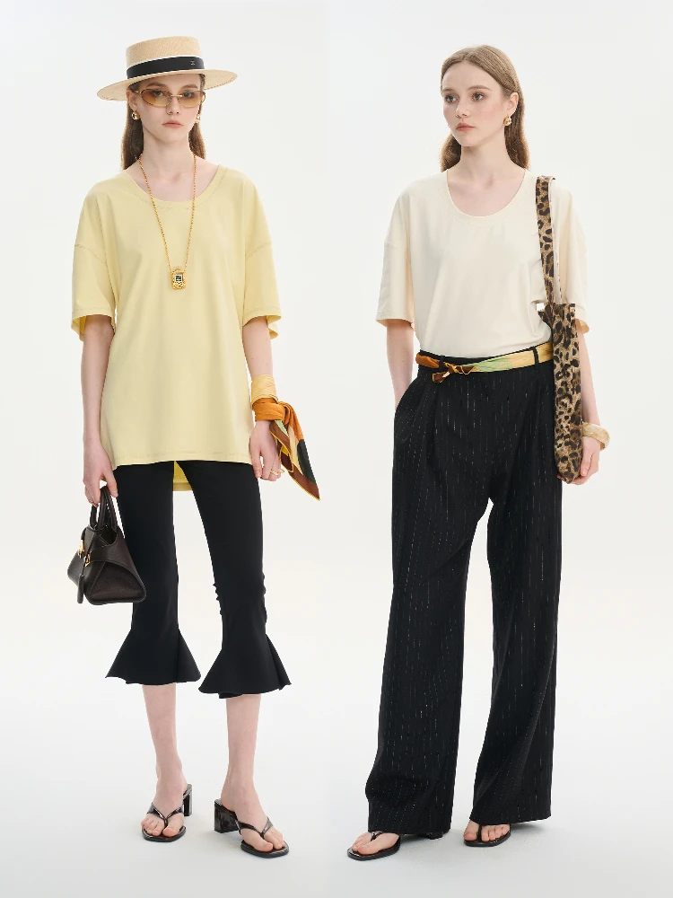 

Футболка YMAIMAI Cotton Candy Summer с коротким рукавом, свободного кроя, повседневная, универсальная, в пяти цветах, стандартный крой, круглый вырез