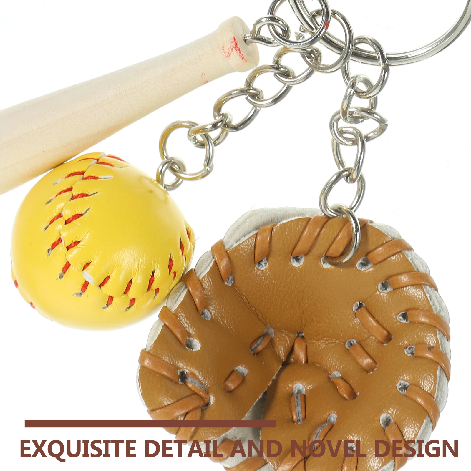 

6pcs Baseball Keychain 2cm Alloy Bag Pendant Decorative Sports Party Gift Stylish Unisex Key Backpack