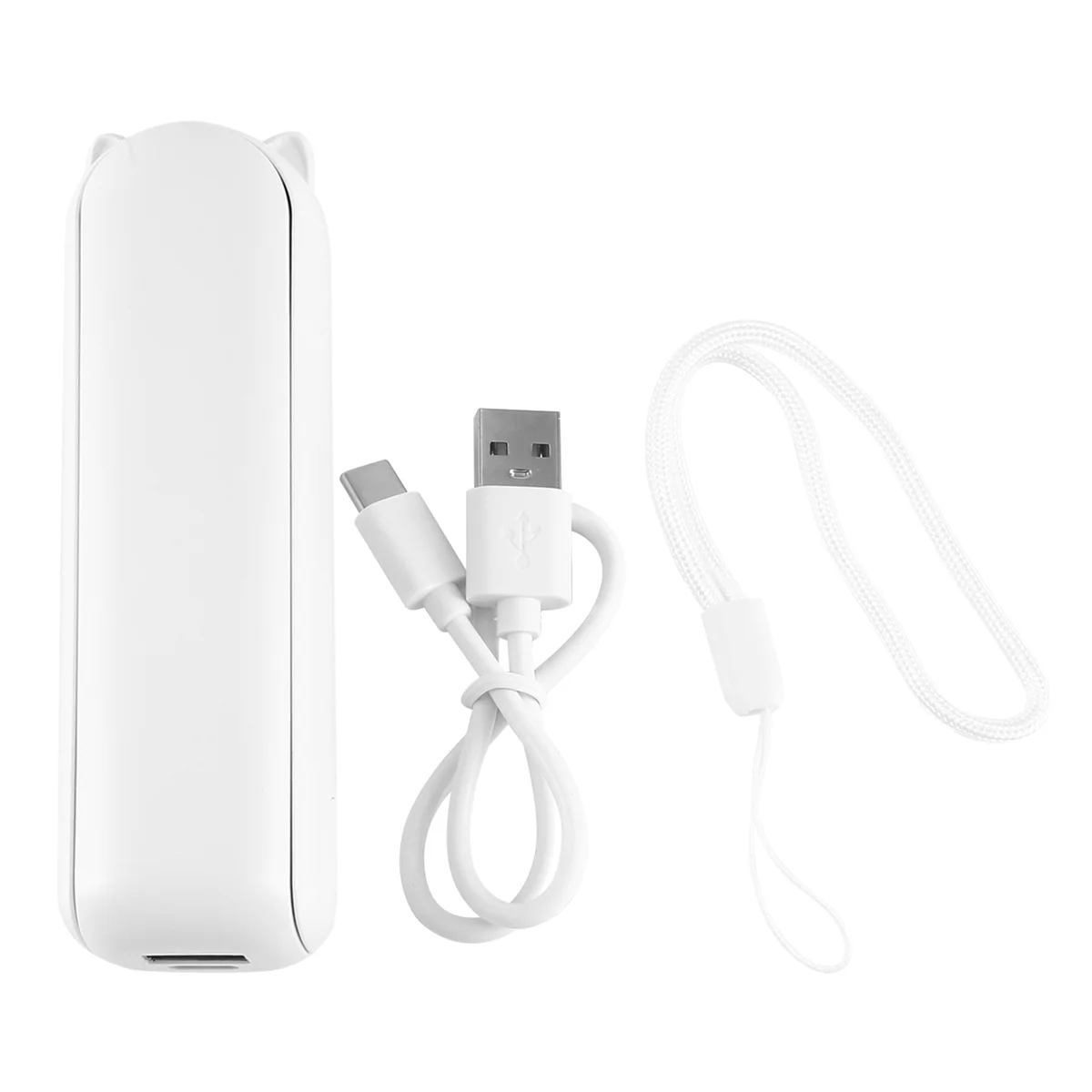 Miniventilador portátil con carga USB, ventilador de bolsillo pequeño con Banco de energía, blanco, 1200MAh