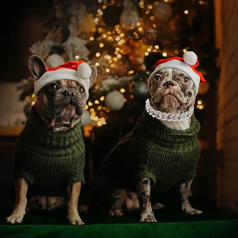 

Gold Collar Necklace Decorative Link Dog Collar Chain Link Pet Necklace Fashionable Crystal Accessories Dog Chain