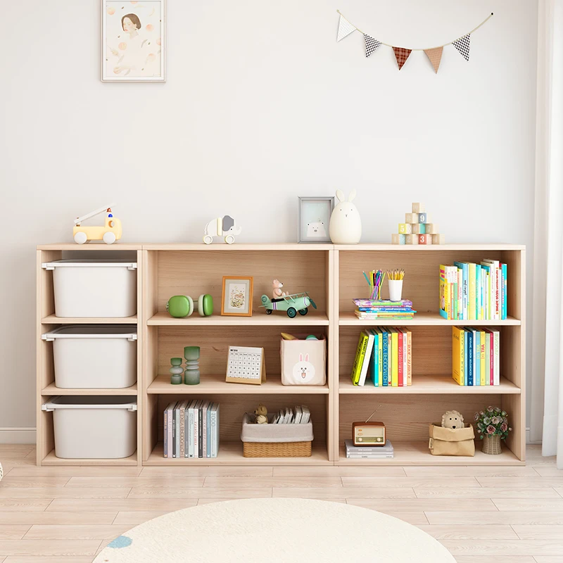 

Children's Montessori teaching aids cabinet Solid wood bookshelf Kindergarten toy storage shelf Floor-to-ceiling simple primary