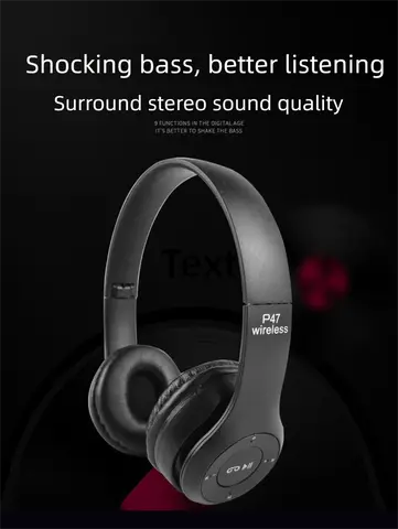 ​ Bezprzewodowe słuchawki Bluetooth P47 ​ ​   – Redukcja szumów, składana konstrukcja, Bluetooth 5.0 dla iPhone/Huawei/Samsung