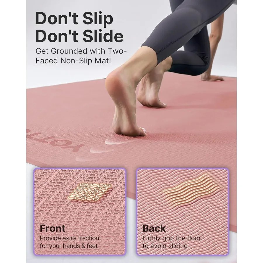 YOTTOY سجادة يوجا كبيرة 75 52 1 2 بوصة بساط تمرين TPE واسع للغاية مع سطح غير قابل للانزلاق مثالي لتدريب اللياقة البدنية والبيلاتيس بيرفو