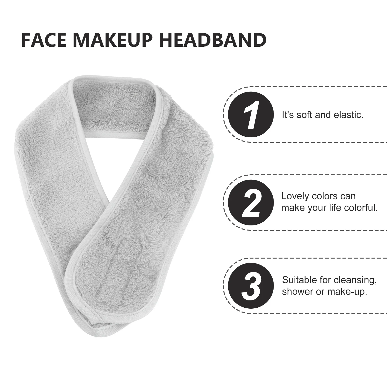 

1pc Makeup Headband For Women Spa Facial Wrap Cloth Hair Band Reusable Stretchable Washable Wide Elastic Band For Shower Face