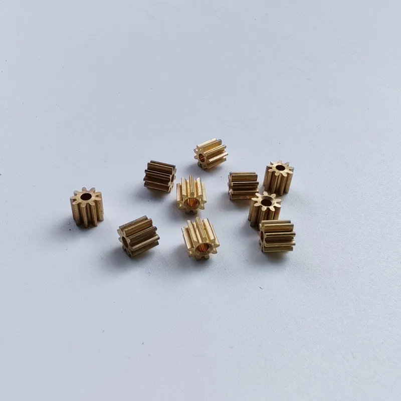 92A 0.5M Copper Gear 9 Teeth 1.98mm (2mm Tight) Steering Pinion UAV Model Toy Accessories Technology Class DIY Model Parts 10PCS