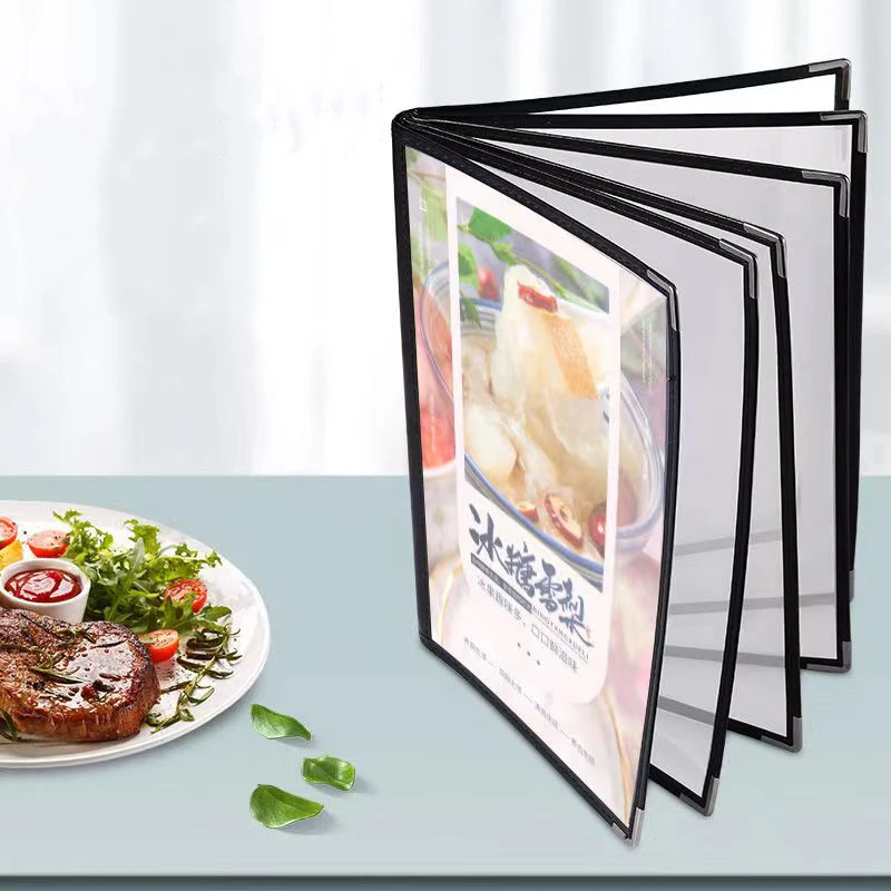 14 Sheets 28 Pages Transparent PVC Restaurant Menu Covers, Fits A4 Size Paper