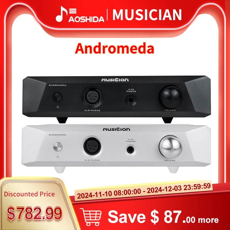 Musician Andromeda Headphone AMP Fully Balanced Pure Class A Headphone Amplifier XLR Balanced 6.35 Output 15Ω-600Ω Headphone AMP