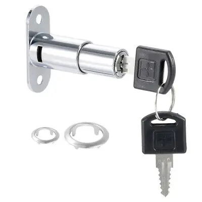 Push Plunger Lock, 19mm x 32mm Cylinder Zinc Alloy Keyed Alike 2Pcs image 2