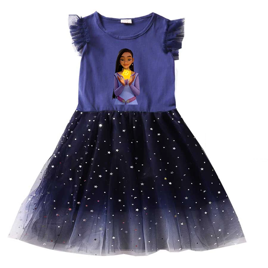 

Cartoon Movie Wish Summer Kids Dresses for Girls Kids Cartoon Short Sleeve Princess Dress Children's Prom Mesh Dresses