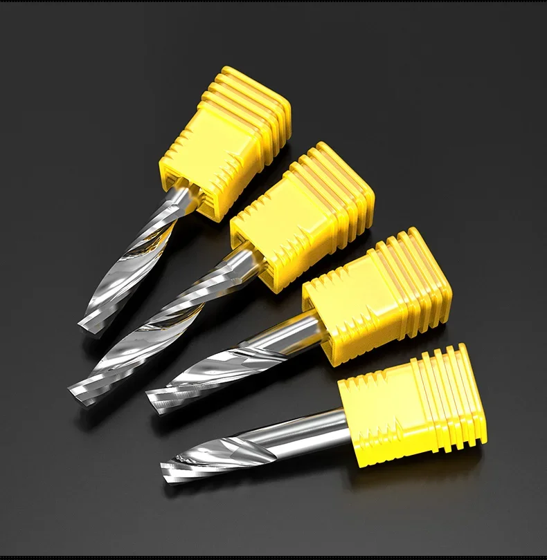 1 Flute Spiral Milling Cutter Tungsten Carbide Engraving Router Bits CNC Tools for Acrylic Wood MDF 3.175 4 6 8mm Shank End Mill