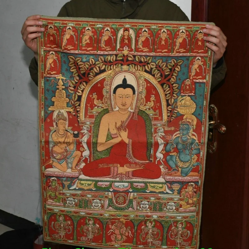 Tibet Cloth Silk Shakyamuni Sakyamuni Amitabha Buddha Tangka Thangka Painting