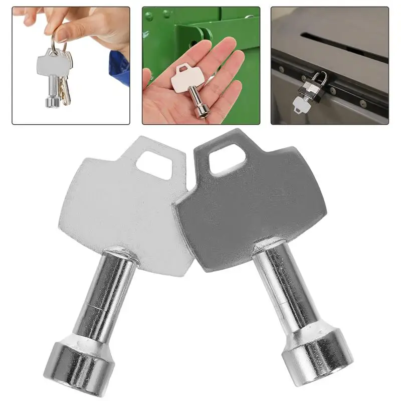 2Pcs Outdoor Garbage Can Key Triangle Key Peel Box Trash Can Lock Key Multifunction Replacement Part Elevator Door Key Trash