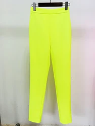 HIGH STREET Newest 2024 Designer Fashion Trousers Women‘s Hot Fluorescein Yellow Pencil Pants