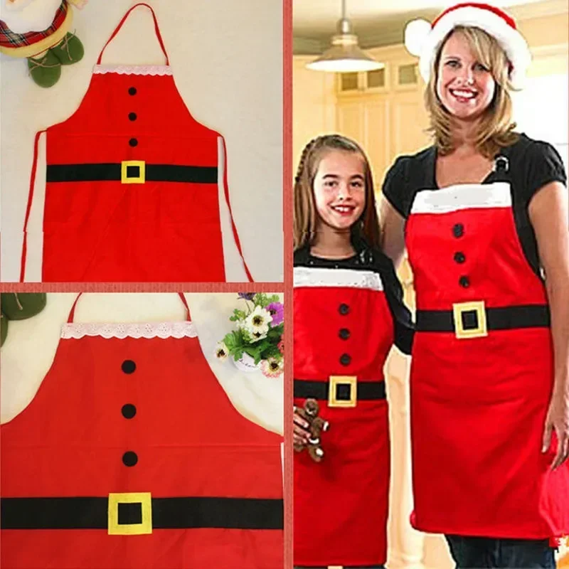 Woman Children Christmas Kitchen Aprons Xmas Decoration Aprons for Women Men Dinner Party Cooking Apron Baking Accessories