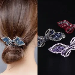 Elegant Spring Clips Glitter Ponytail Hairpin Women  Shiny Women Hair Accessories Wedding Hairgirps Barrettes Crystal Rhinestone