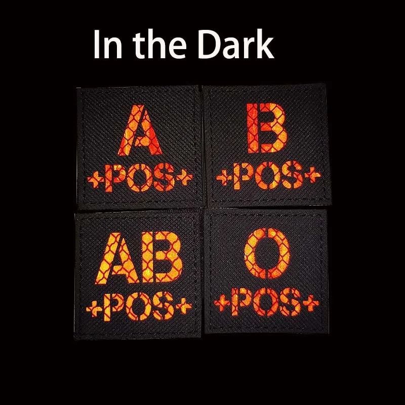 IR Reflective Patches Blood Type A B AB O POS Applique Emblem,NKDA No Known Drug Allergy Military Tactical Rescue Clothes Badge