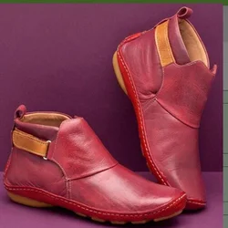 Casual Cowboy Boots para mulheres, nu, curto, preto, vermelho, couro, confortável, desgaste do escritório, retro, outono, inverno, 365, frete grátis