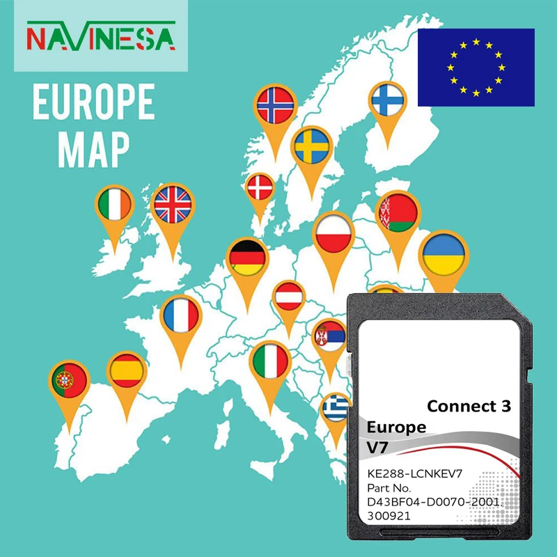 16GB C3V7 For Nissan Note 2016 2017 Connect3 SD Card Cover Europe Netherland Italy Hungary Ireland Latvia Navigation Sat NAV