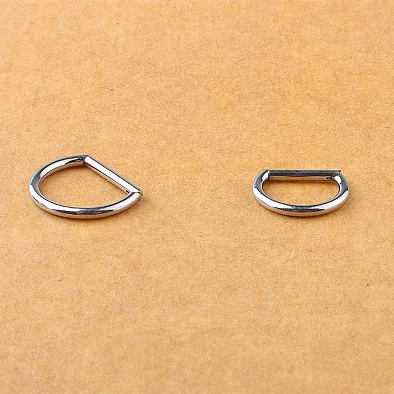 G23 Titanium Piercing Jewelry 16G 8/10/12mm Nose Ring Half Ring CZ Paved D Shape Segment Ring Clicke Cartilage Tragus Helix Lip