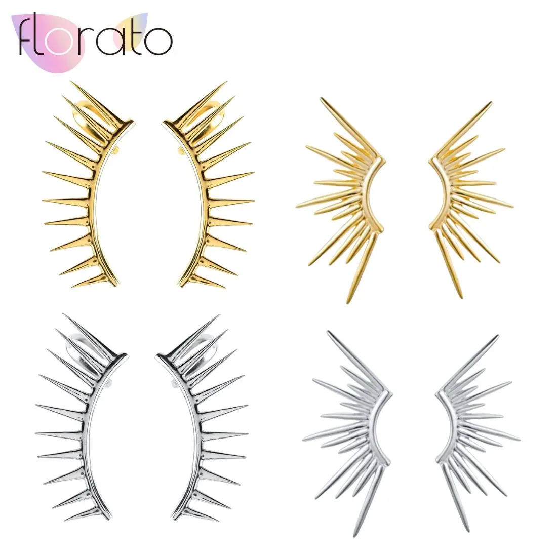 

925 Sterling Silver Needle Classic Retro Jack Denim Spiked Bone Ear Clip Earrings Women's Street Fashion Casual Jewelry Gifts