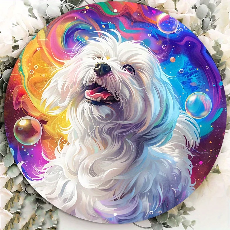 

Dog Face Sign Round Metal Wall Decor with UV Protection, Scratch & Flame Resistant, Easy Hang Design for Indoor/Outdoor Use