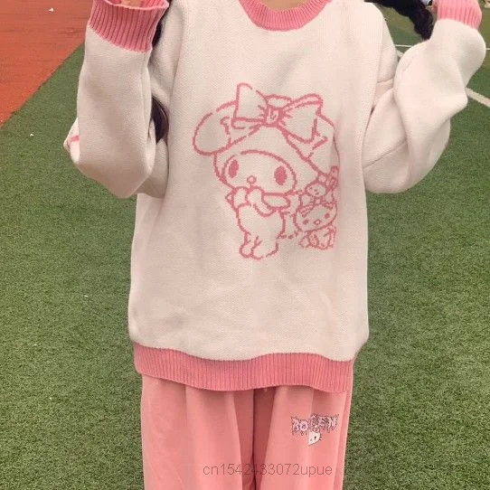 Sanrio Melodie Koreaanse Stijl Trui Met Volledige Mouwen, Lieve En Mooie Zachte Meisjestweater Trui Voor Dames Trui Met Topkleding