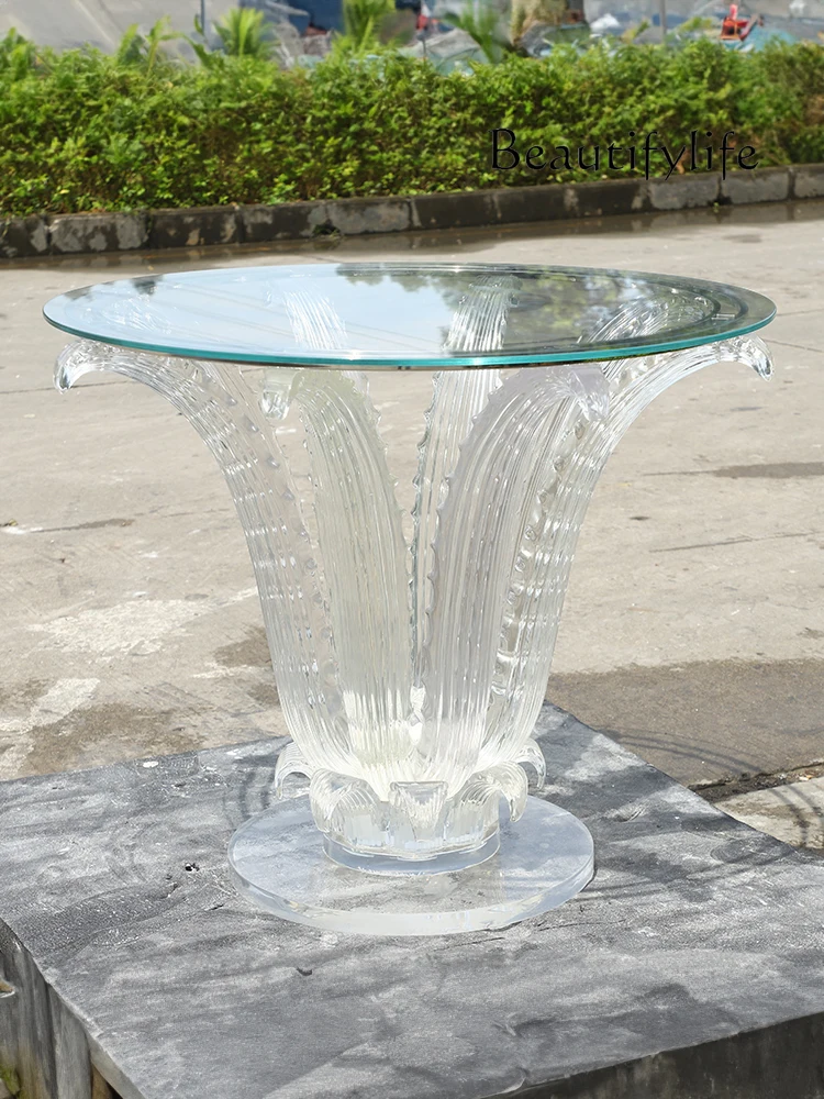 Simple and Light Luxury Transparent Resin Restaurant Home Dining Table Designer Model Crystal round Dining Table