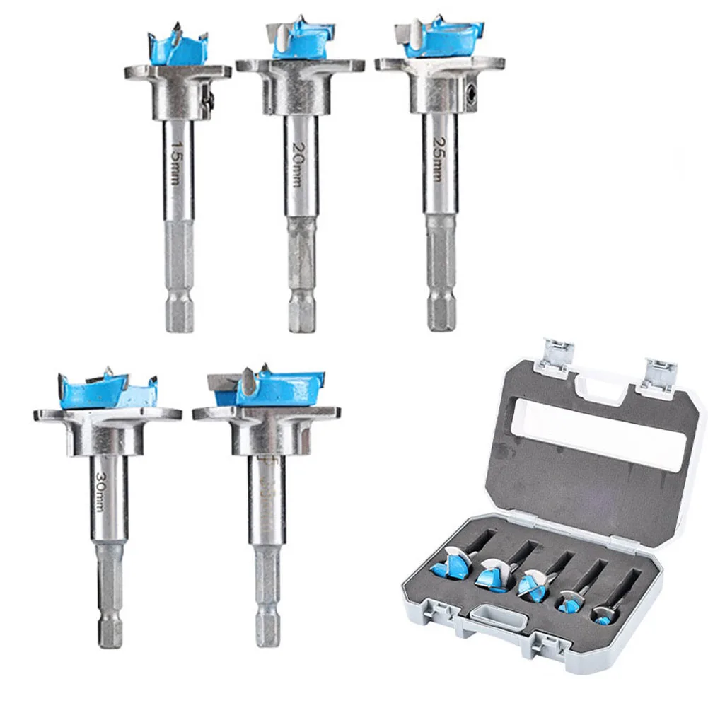 Metal Woodworking Tool Set Drill Bit Plywood Boring Tool Hinge Boring Drill Bit Anti-slip Operation Three-blade Positioning