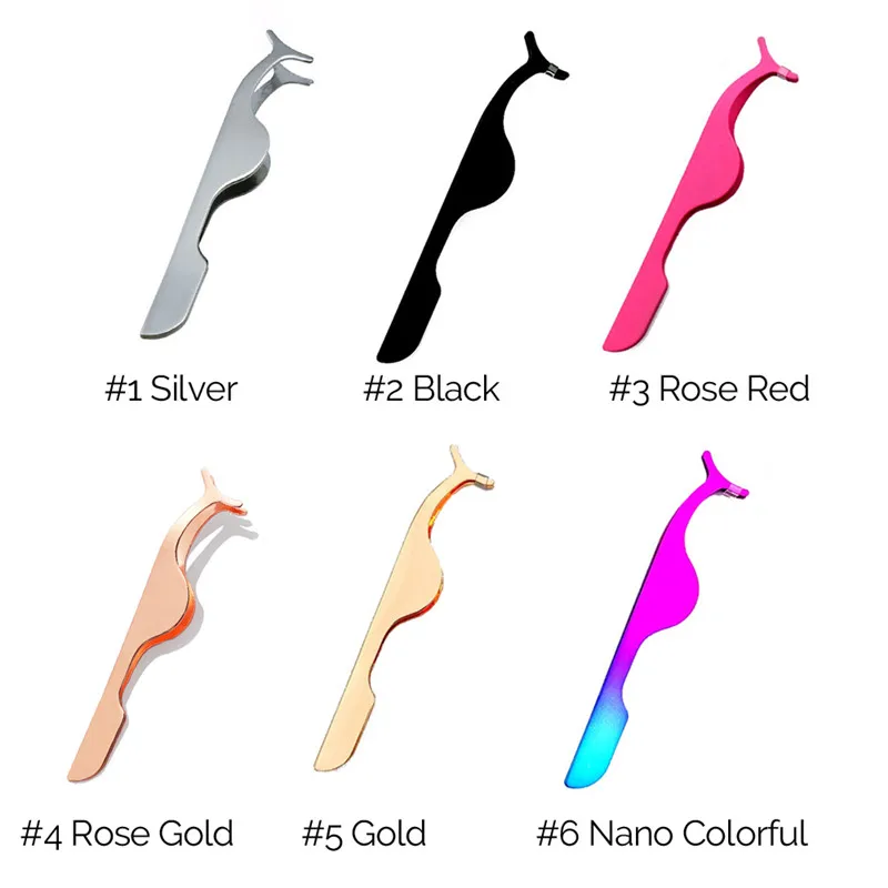 6 stücke Falsche Wimpern PinzetteEdelstahl Anti-statische Pincet Gebogene Streifen 3D Wimpern Verlängerung Pinzette Make-Up Werkzeuge NA013