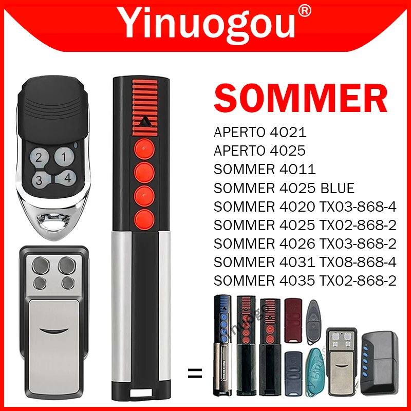 SOMMER 4020 TX03-868-4 4026 4031 Garage Door Remote Control 868MHz Handheld Transmitter For SOMMER APERTO 4025 4021 Gate Opener