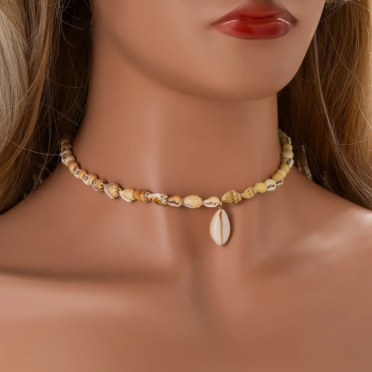 Kalung Manik-manik Keong Kerang Pantai Bohemian untuk Wanita Hadiah Perhiasan Pesta Liburan Choker Manik-manik Kerang Gaya Laut Musim Panas