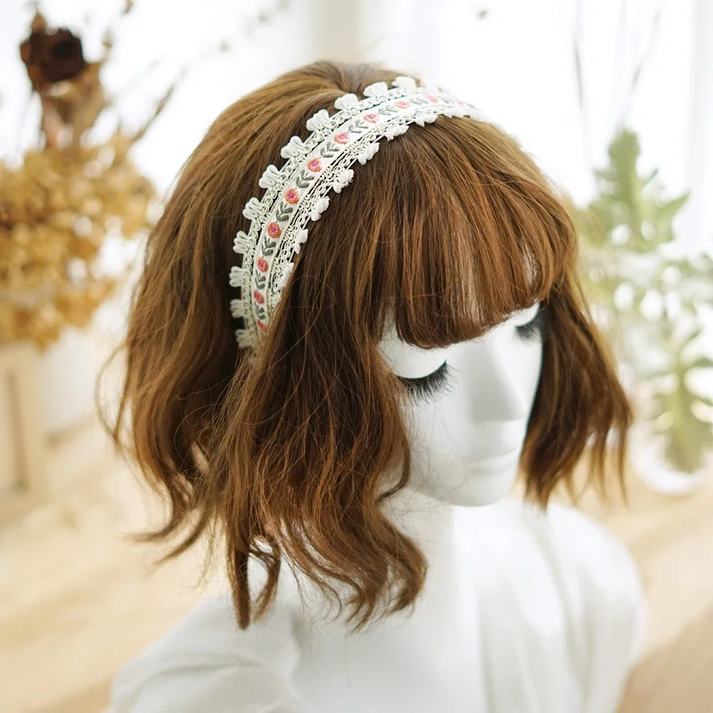 New Bohemian Ethnic Style Embroidered Flower Headbands Adult Women Floral Weave Lace Korean Headband Hair Accessories Wholesale