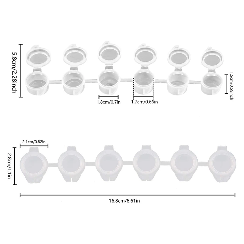 25 Strips Empty Paint Pots Strips Mini Clear Storage Containers Painting Arts Crafts Supplies For Classrooms Schools