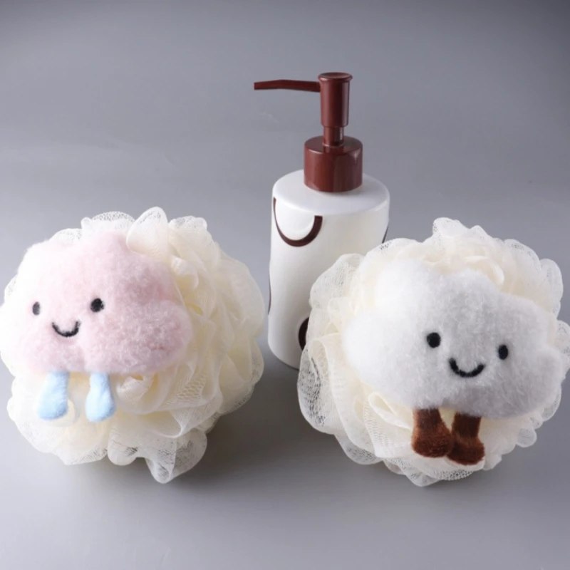 1Pc Cloud Cartoon Bath Balls Pink PE Soft Scrubbing Bubble Nets Dual Shade  Bath Flowers for Relaxing Bath Time Bathing Supplies