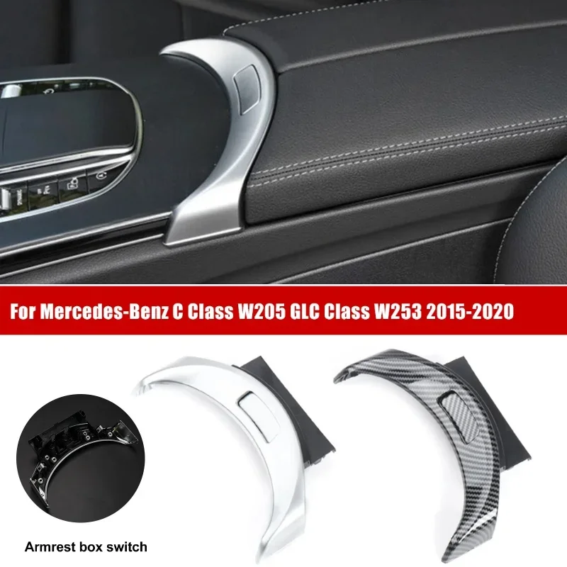 

Chrome/Carbon Fiber Pattern Center Console Armrest Switch Button Trim Cover for Mercedes Benz C GLC Class W205 W253 2015-2020