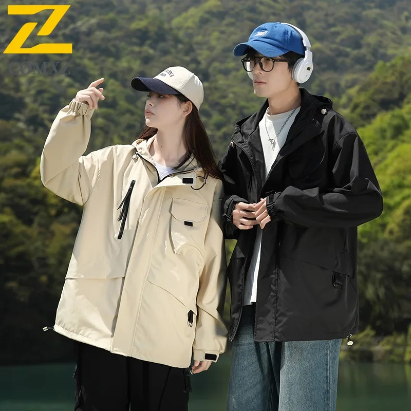 

COMXZ 2025 мужская и женская куртка осень-зима водонепроницаемая свободная посадка повседневное модное пальто модная верхняя одежда уличный стиль